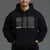 Man wearing a black hoodie with a flag design and 'XXXY Athletics' text on a gray background || Black