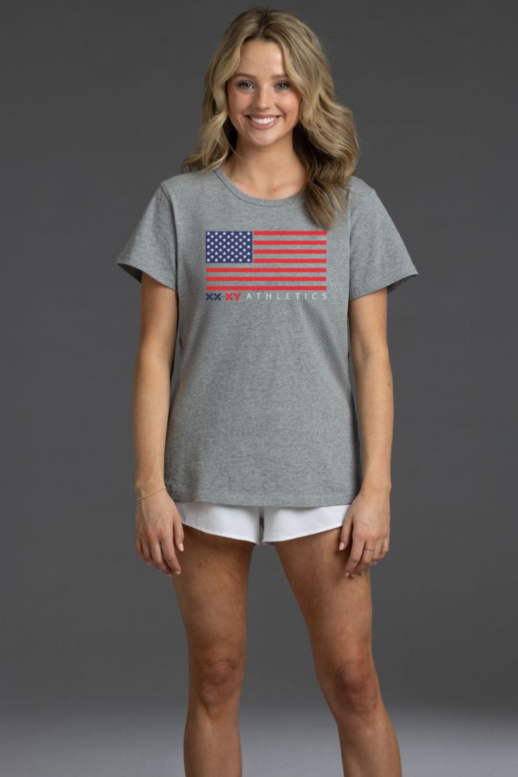 Women's American Flag Classic Fit Tee | XX-XY Athletics