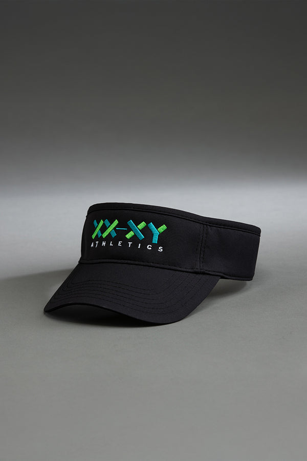 Black visor with 'XX-XY Athletics' logo on a gray background || black