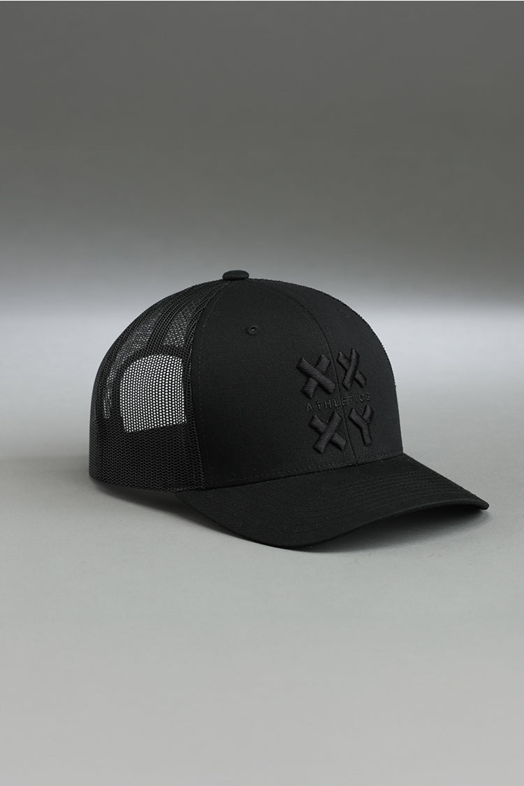 Blackout Logo Trucker Cap: Black with Black Logo | XX-XY Athletics
