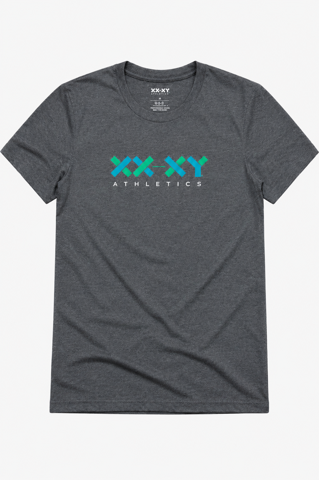 Gray t-shirt with 'XXY Athletics' logo on a white background