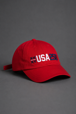 Red cap with 'USA 2024' text on a gray background || Red