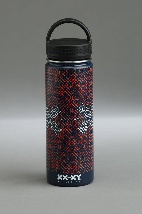  insulated bottle with patterned design on a gray background || Navy Patriotic