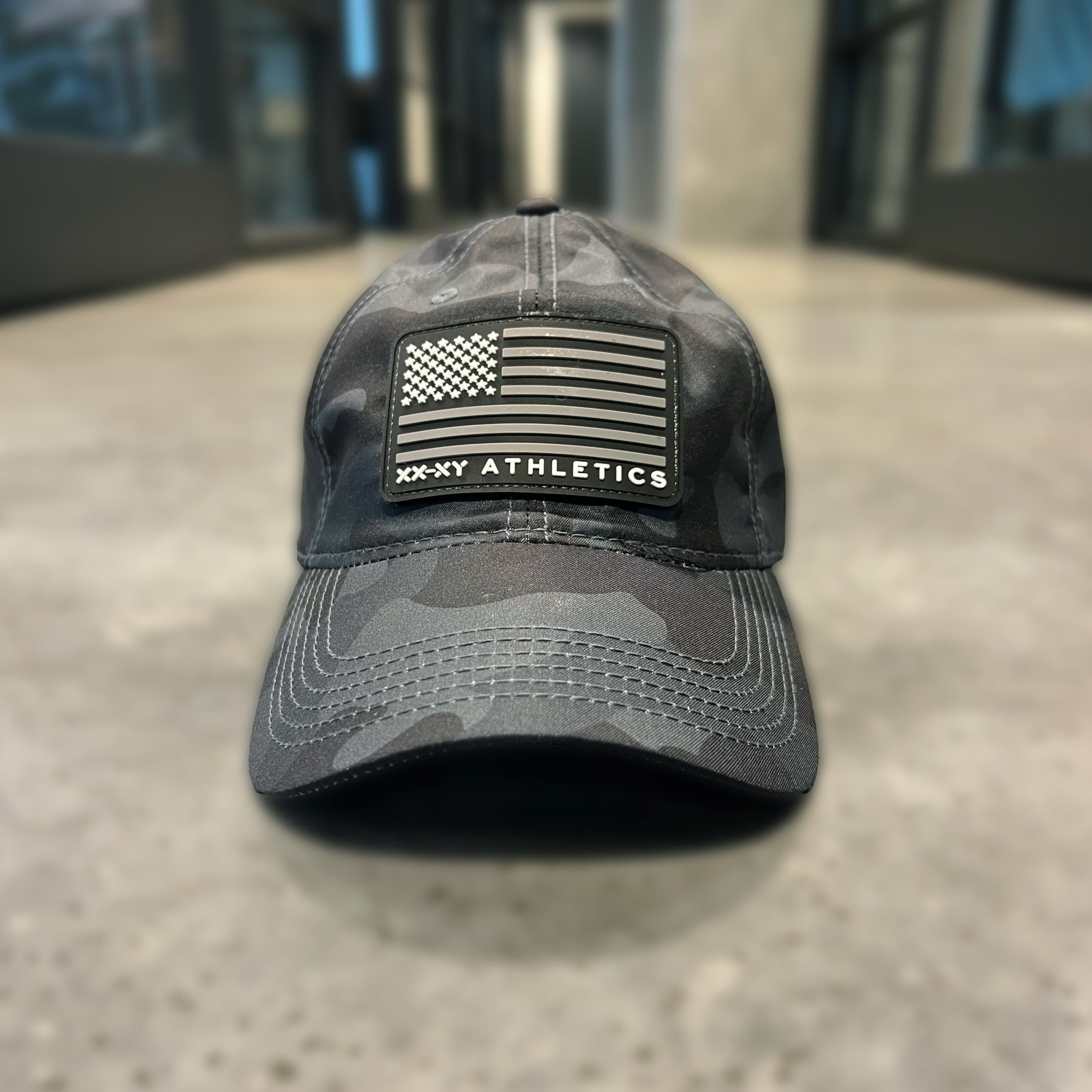 Camo Performance Cap with Logo Flag Patch