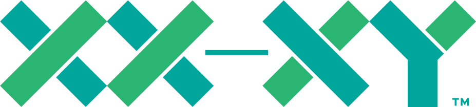 Green and blue geometric logo with a trademark symbol