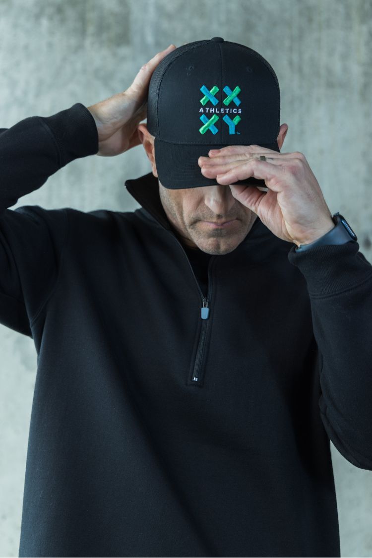 Logo Trucker Cap on Black | XX-XY Athletics