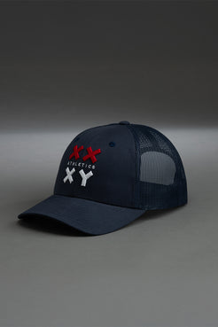 navy with red & white logo