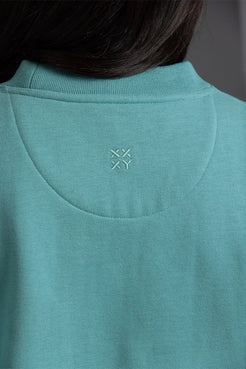Teal sweatshirt with a logo on the chest area || Underseas