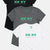 Three t-shirts in black, gray, and white with a green and blue logo on a white background || Black/Dark Heather Gray/White