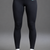 Person wearing black leggings with a logo and white sneakers  || Black