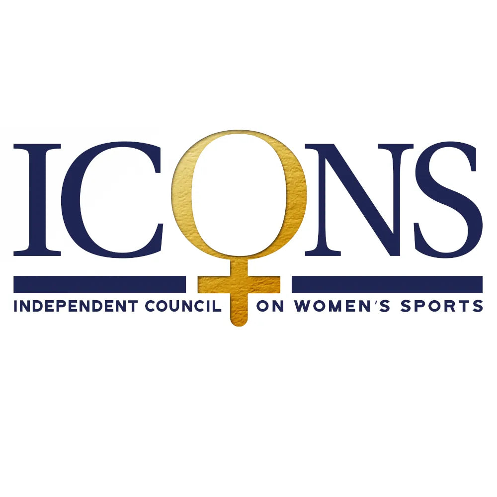 Logo of the Independent Council on Women's Sports (ICONS) with a gold female symbol between 'I' and 'C'.